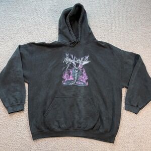 Mennace Mens Cobra Lightning Graphic Hoodie Black Purple Streetwear Large